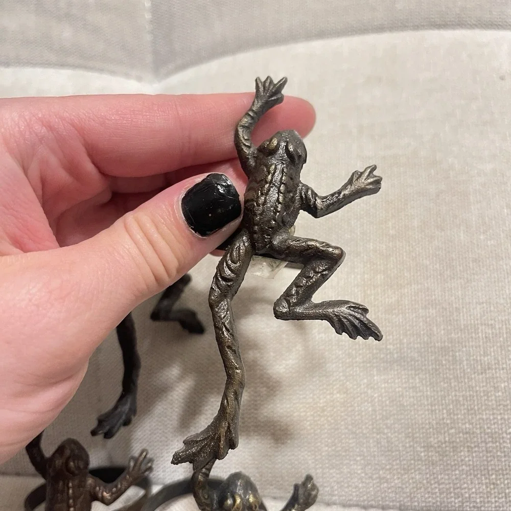 Vintage Metal Kanchan For Mango Lot Of 6 Metal Tree Frog Napkin Rings